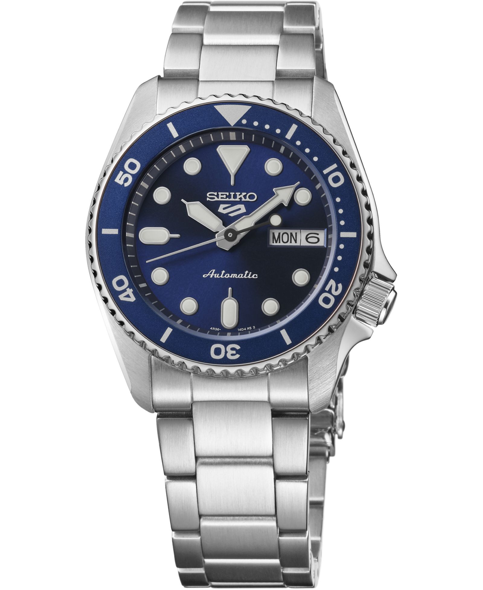 Мужские спортивные часы Seiko 5 с серебристым нержавеющим стальным браслетом, 38 мм