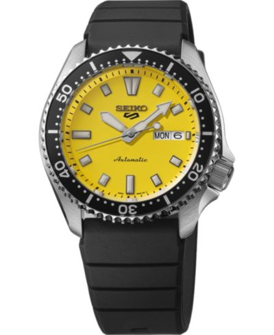 Seiko мужские часы 5 Sports, черный силиконовый ремешок, 42.5mm