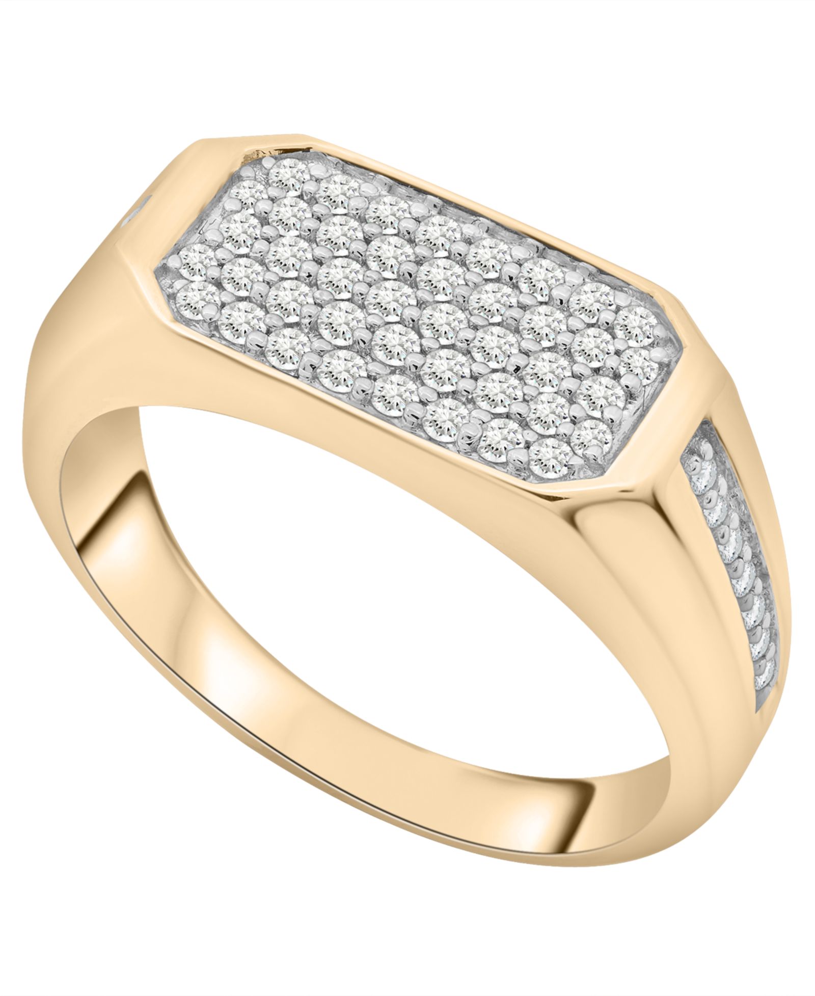 Кольцо Macy's Men's Diamond (1/2 ct. t.w.) в позолоченном стерлинговом серебре 14k Gold-Plated
