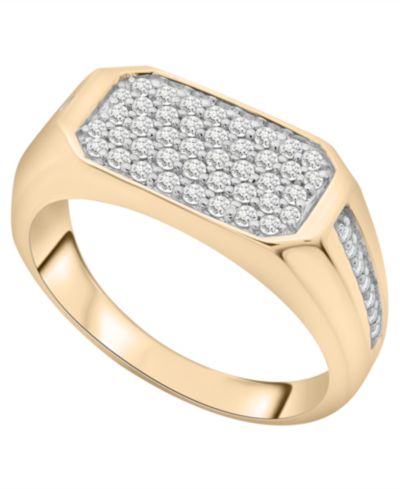 Кольцо Macy's Men's Diamond (1/2 ct. t.w.) в позолоченном стерлинговом серебре 14k Gold-Plated