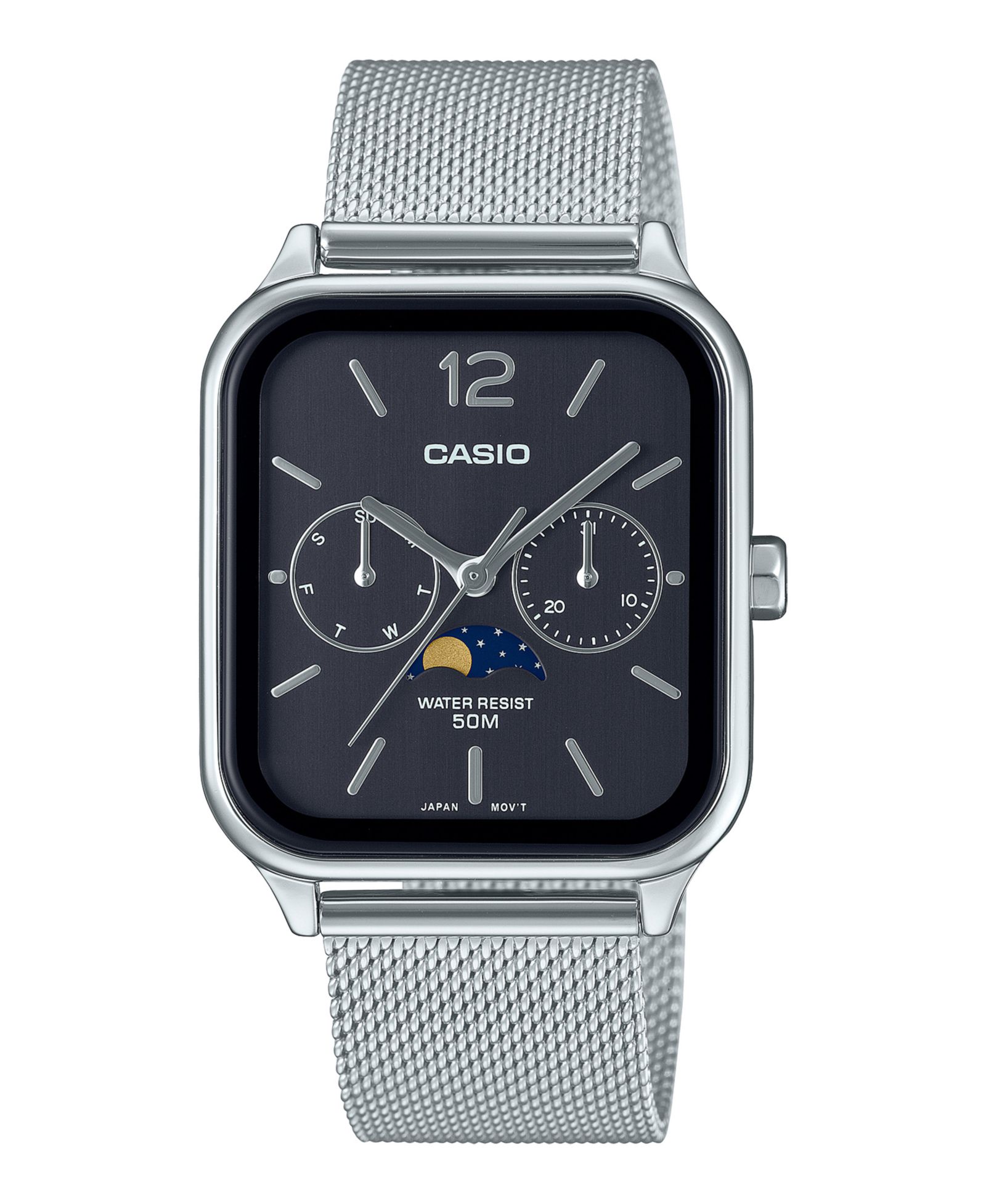 Мужские наручные часы Casio Silver-Tone Stainless Steel, 34mm