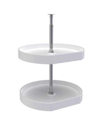 Rev-A-Shelf 20" Lazy Susan D-Shaped Cabinet Polymer Two-Tier, White, 7012-20-11-52