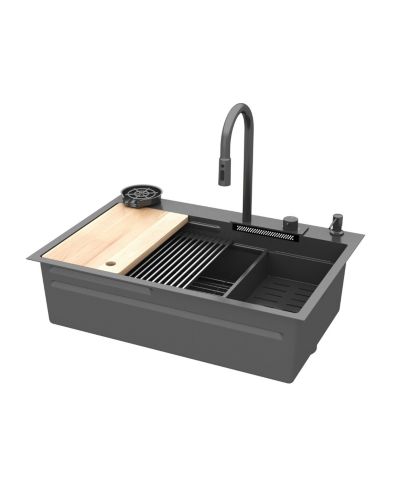 Кухонная мойка LALAHOO 33.2-Inch Drop-in Single Bowl 304 Stainless Steel Set