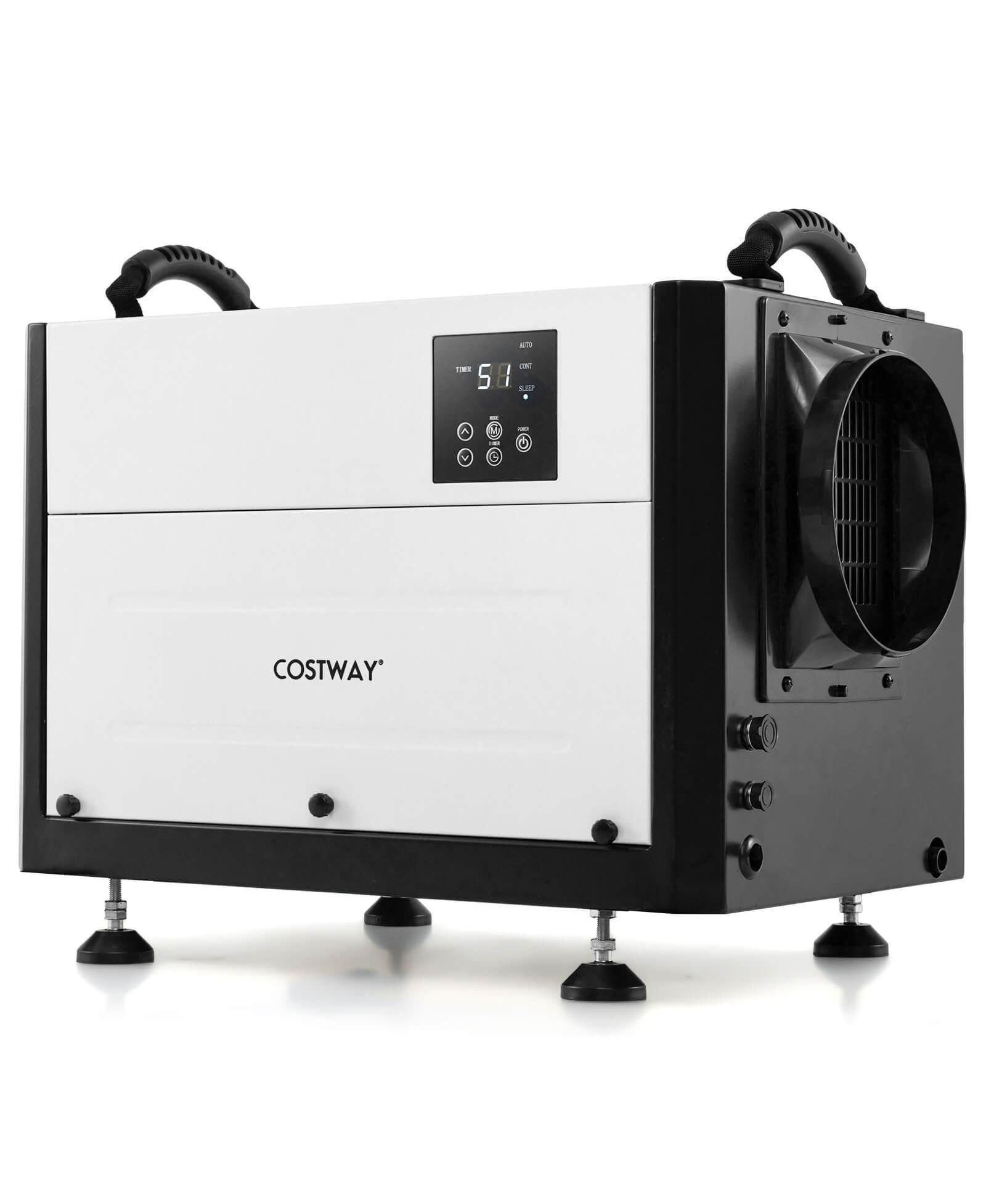 Costway 124 Pint Crawl Space Dehumidifier Commercial Dehumidifier with 3 Modes and 24H Timer 1300 Square. feet Coverage Area