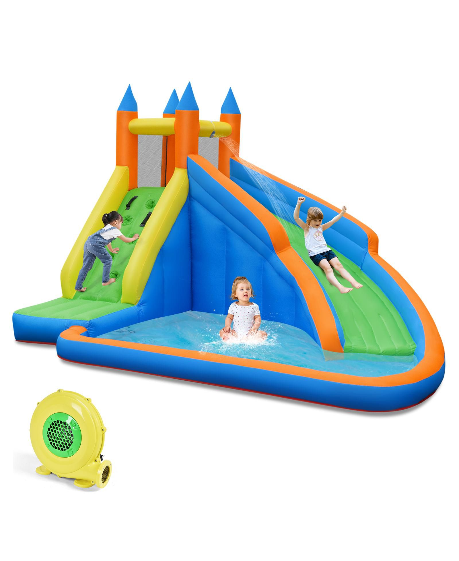 Gymax Inflatable Water Park Bounce House Climbing Wall Splash Pool с 480W Blower Outdoor