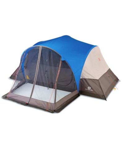 Outbound 8 Person 3 Season Easy Up Camping Dome Tent with Rainfly and Porch, Blue