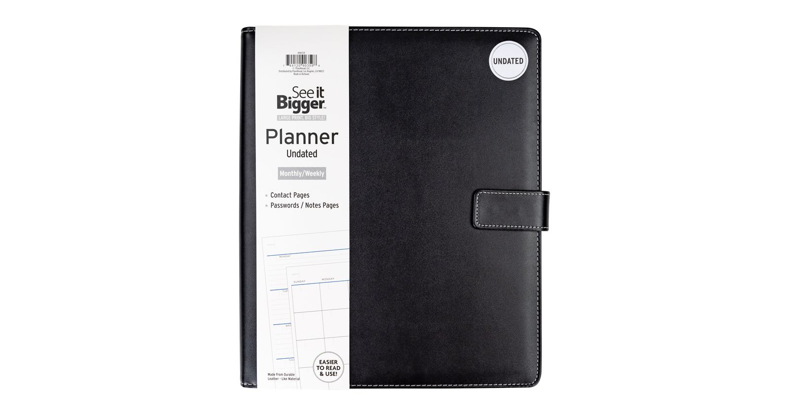 See It Bigger Large Undated Monthly Weekly 15 Month Padfolio Planner