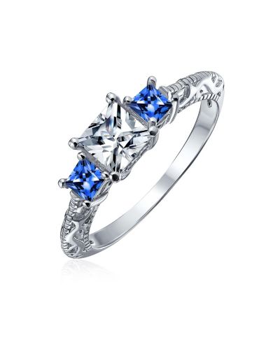 Кольцо с тремя камнями Bling Jewelry CZ Three Stone Past Present Future из стерлингового серебра