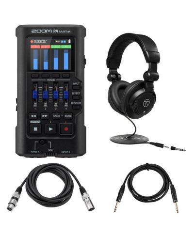 Портативный диктофон Zoom R4 MultiTrak 32-Bit Float Bundle с монитором и наушниками