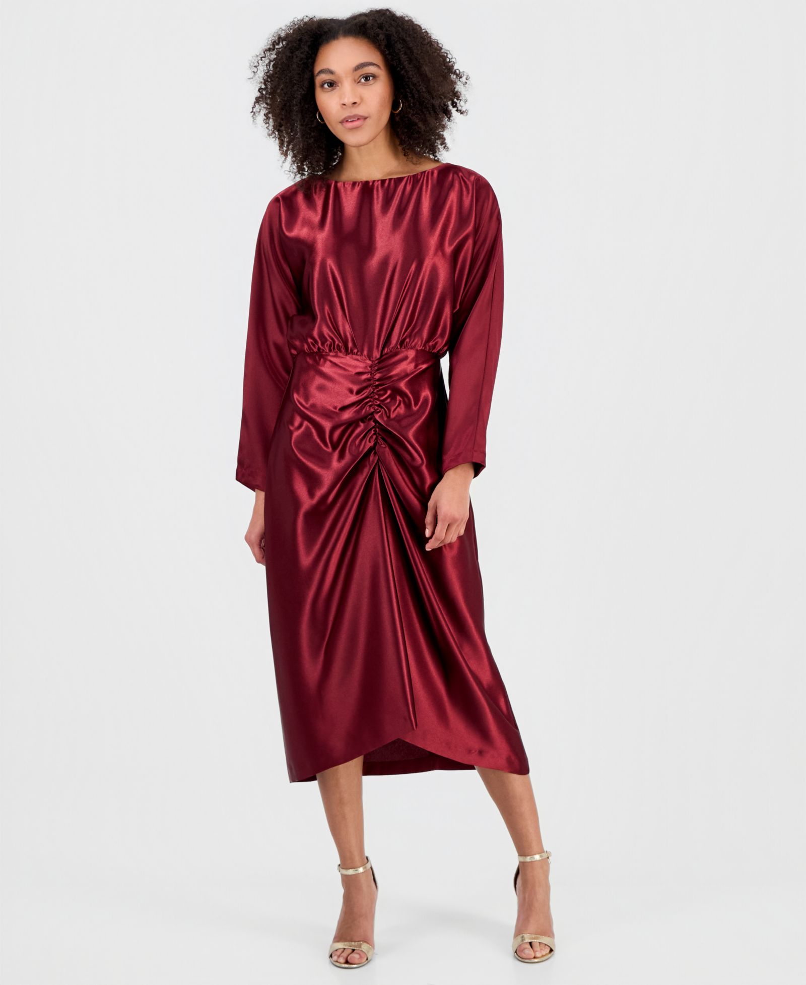 Женское платье julia jordan Ruched Dolman-Sleeve Boat-Neck Midi
