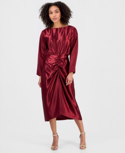 Женское платье julia jordan Ruched Dolman-Sleeve Boat-Neck Midi