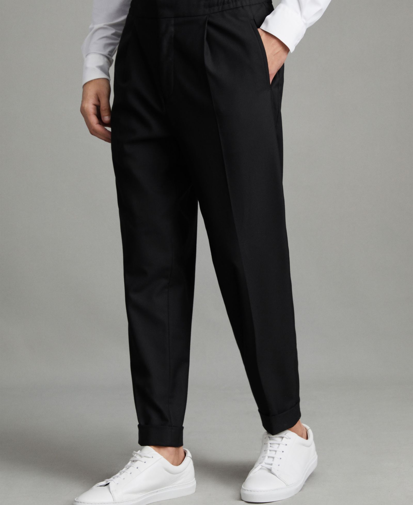 REISS Men's Brighton Relaxed Drawstring Turn-Ups Pants