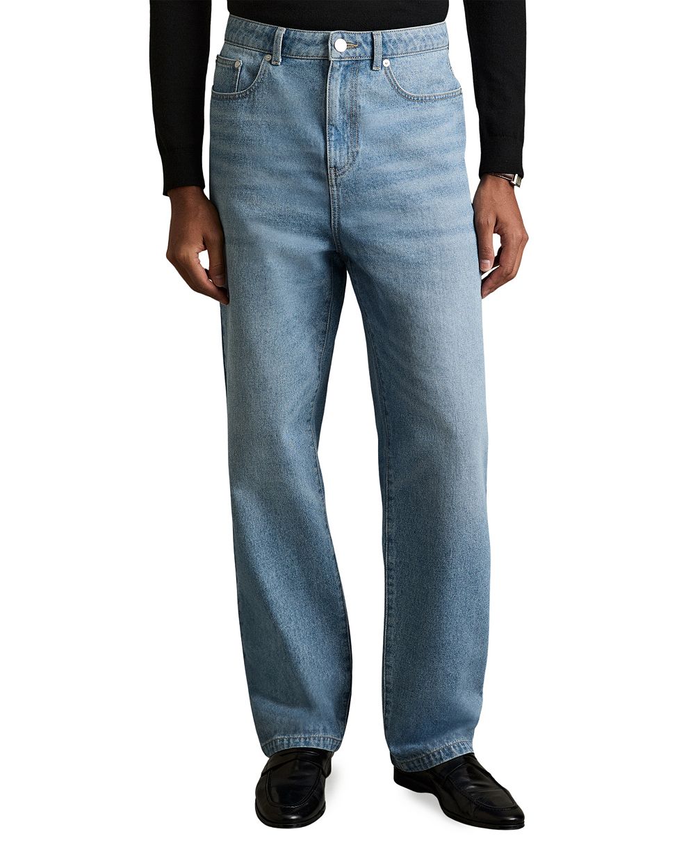 REISS Men's Broadway Light-Wash Loose-Fit Jeans