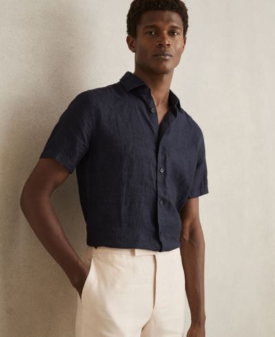 Мужская рубашка REISS Holiday Linen с коротким рукавом
