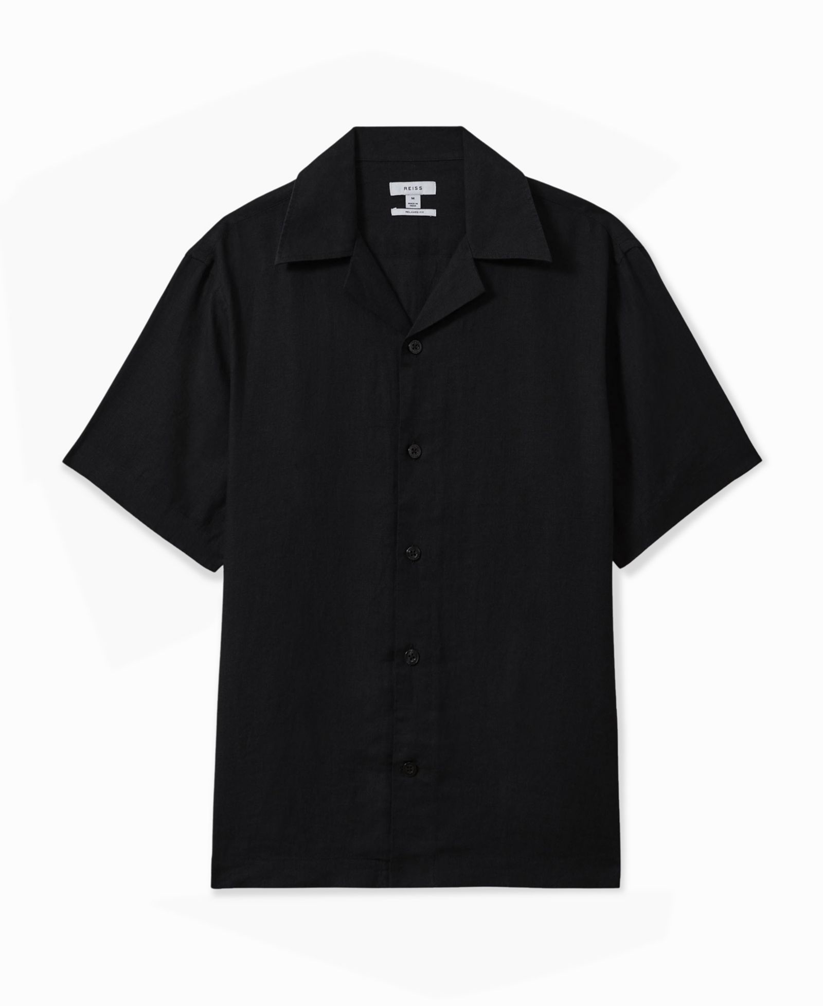 REISS Men's Beldi Linen Cuban-Collar Shirt