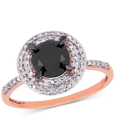 Macy's Black and White Diamond Double Halo Engagement Ring (1-5/8 ct. t.w.) in 14K White or Rose Gold