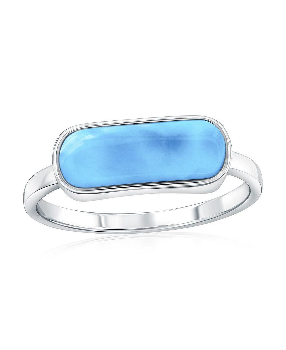 Sterling Silver, Oval Shaped Larimar Ring