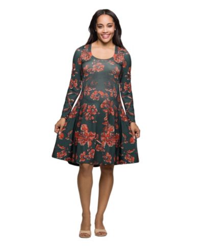 Женское платье 24seven Comfort Apparel с длинным рукавом крой fit and flare