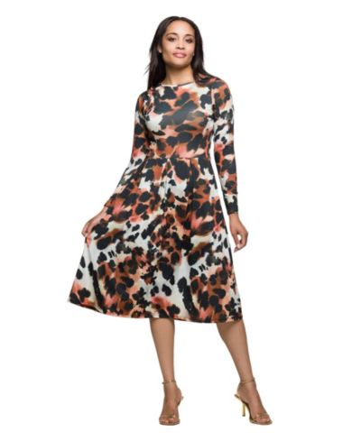 24seven Comfort Apparel Women's Long Sleeve Midi Dress