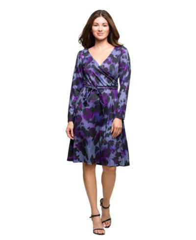 24seven Comfort Apparel Женское платье с запахом и длинным рукавом