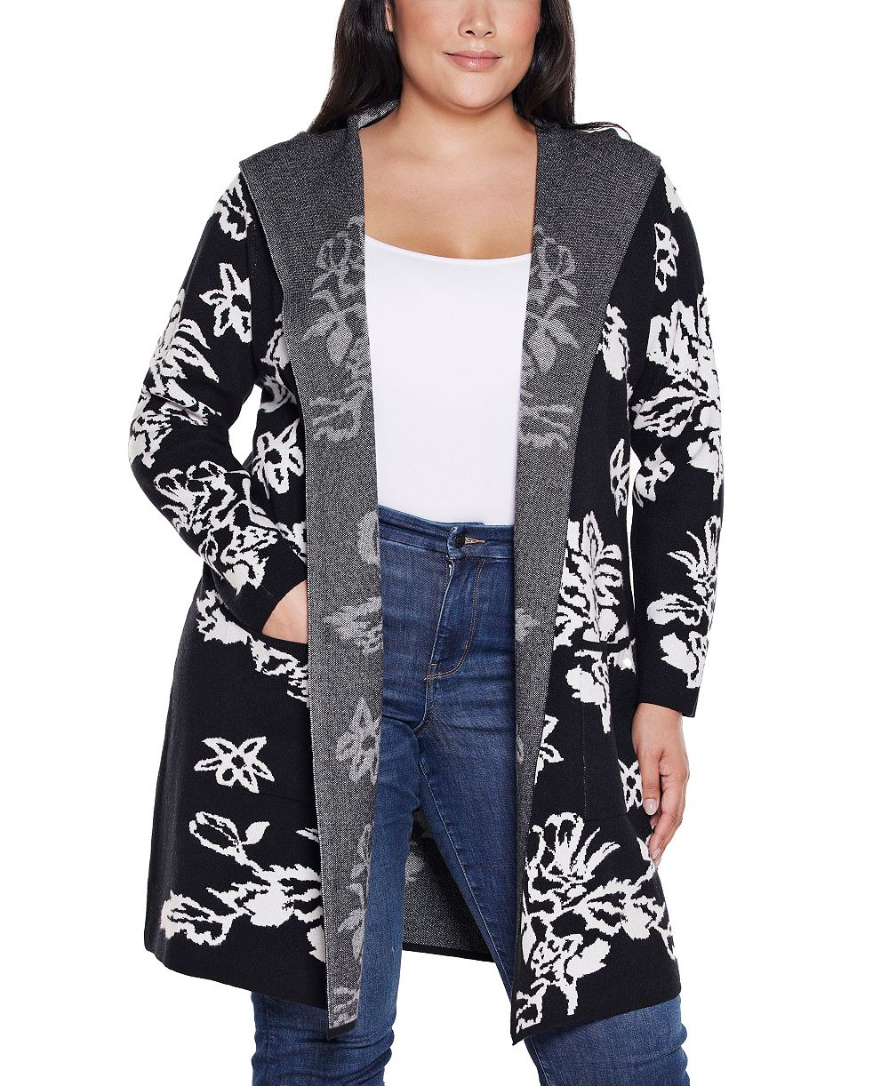 Женский кардиган-свитер Belldini Plus Size с капюшоном и осенним ботаническим принтом