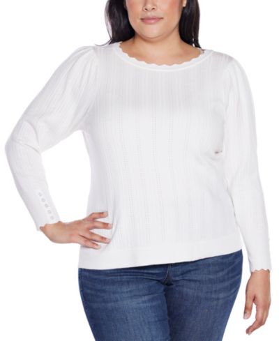 Свитер Belldini Plus Size Scalloped-Trim Boat Neck