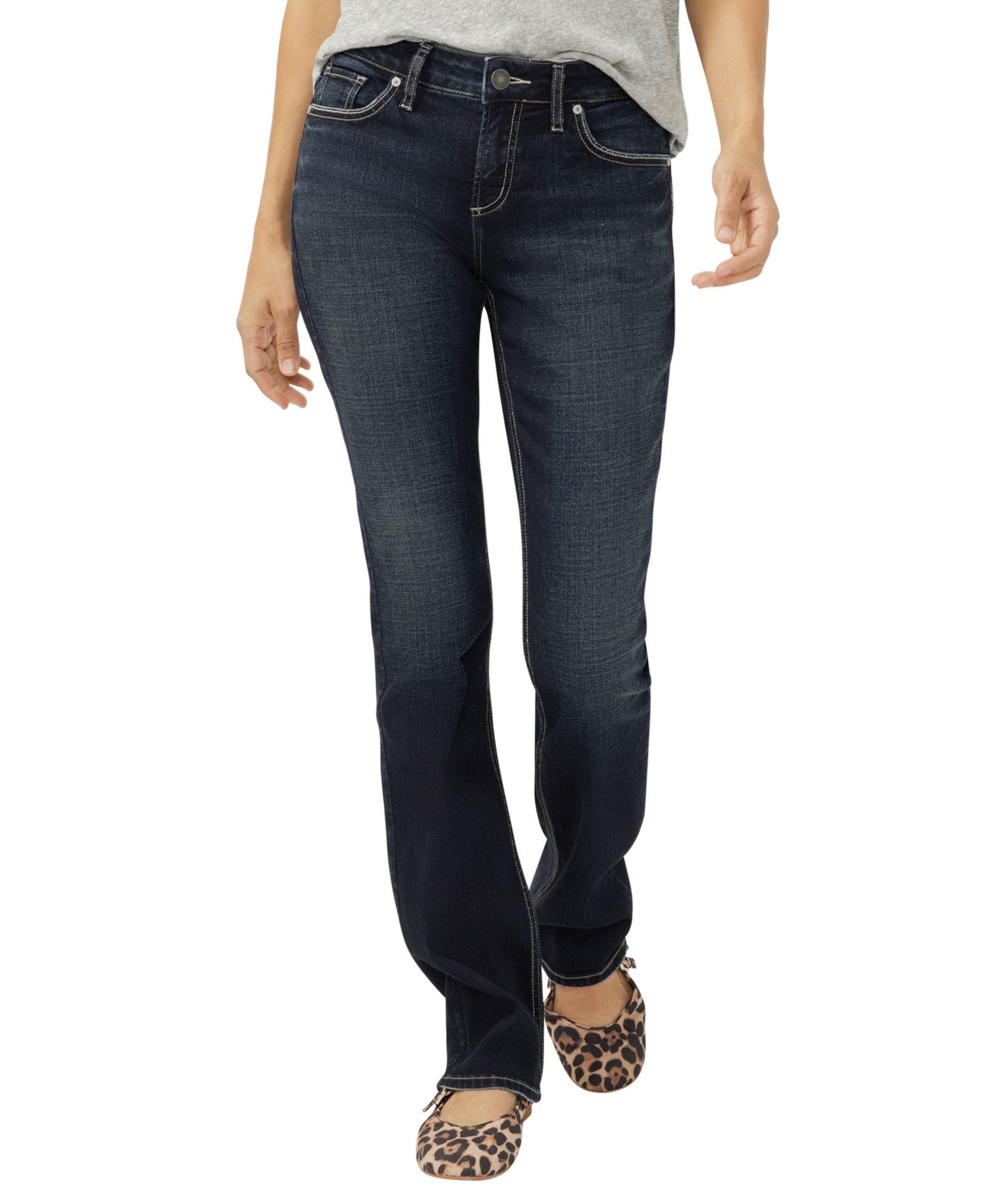Silver Jeans Co. Women's Elyse Mid Rise Comfort Fit Slim Bootcut Jeans