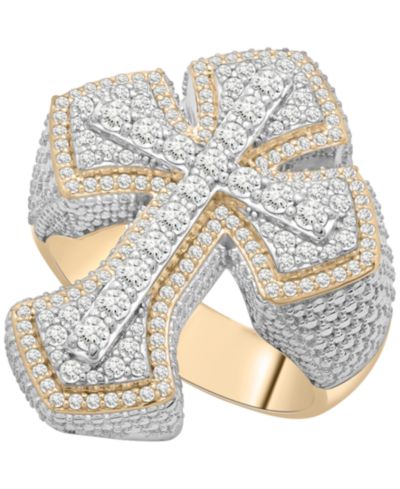 Мужское кольцо с бриллиантом (1 ct. t.w.) в серебре с золотым напылением 14k