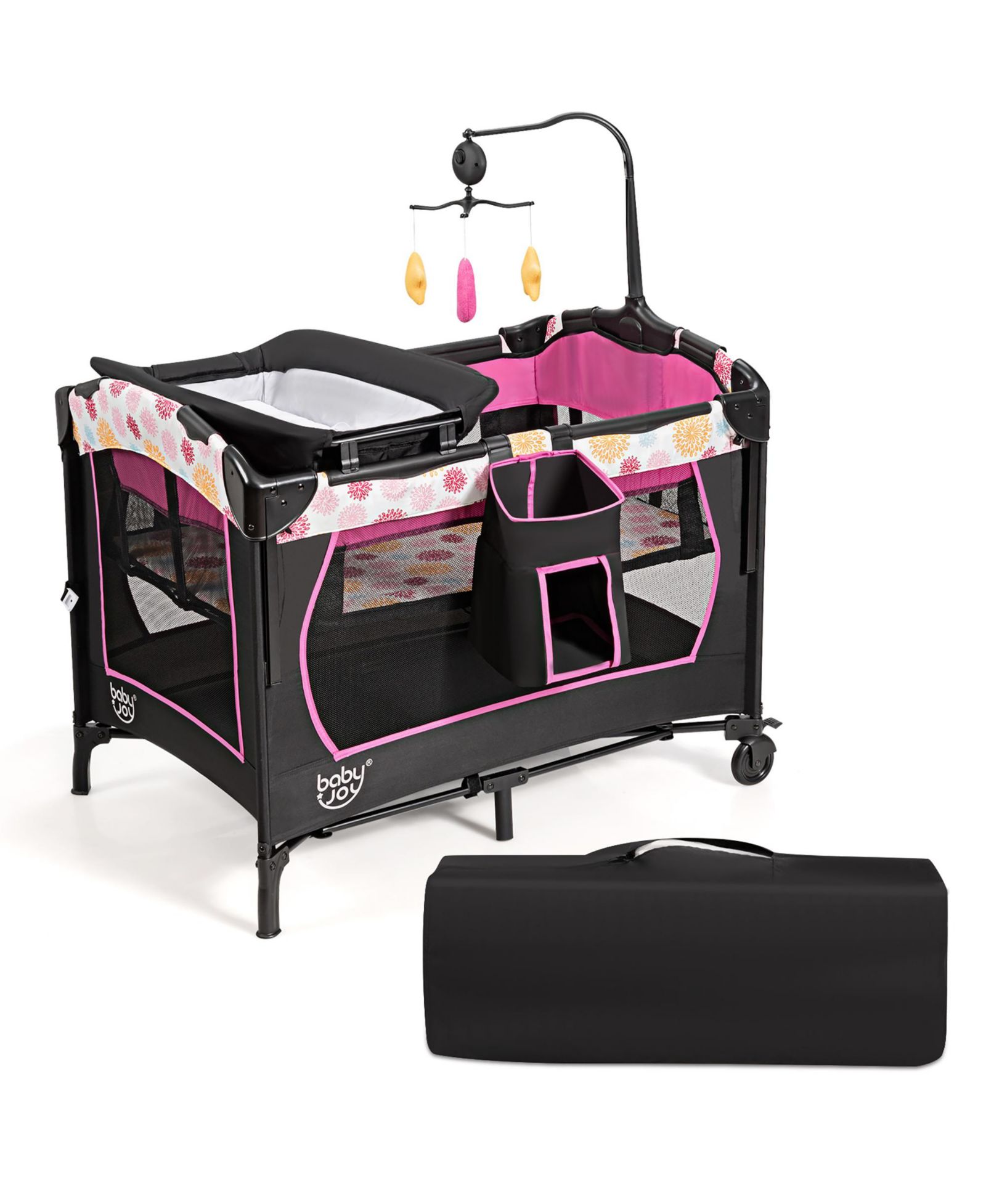 Costway Baby Bedside Sleeper Portable Bassinet 4-in-1 Rolling Bassinet