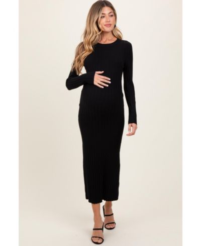 Pinkblush Women's Purple Ribbed Knit Fitted Midi Sweater Dress