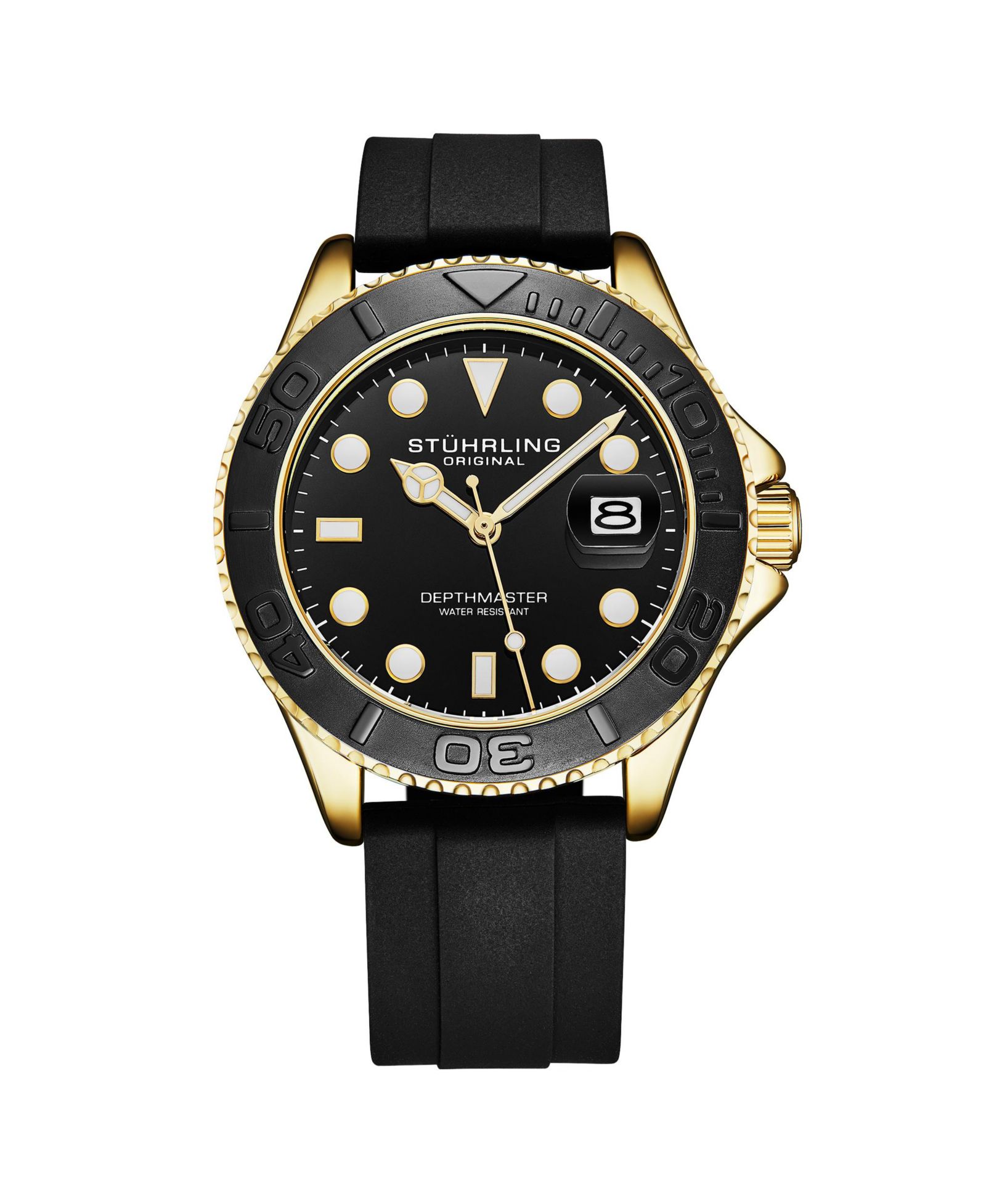 Stuhrling Depth master 4072 Men s Quartz Diver Watch, Silicone Strap, Date, Water Resistant
