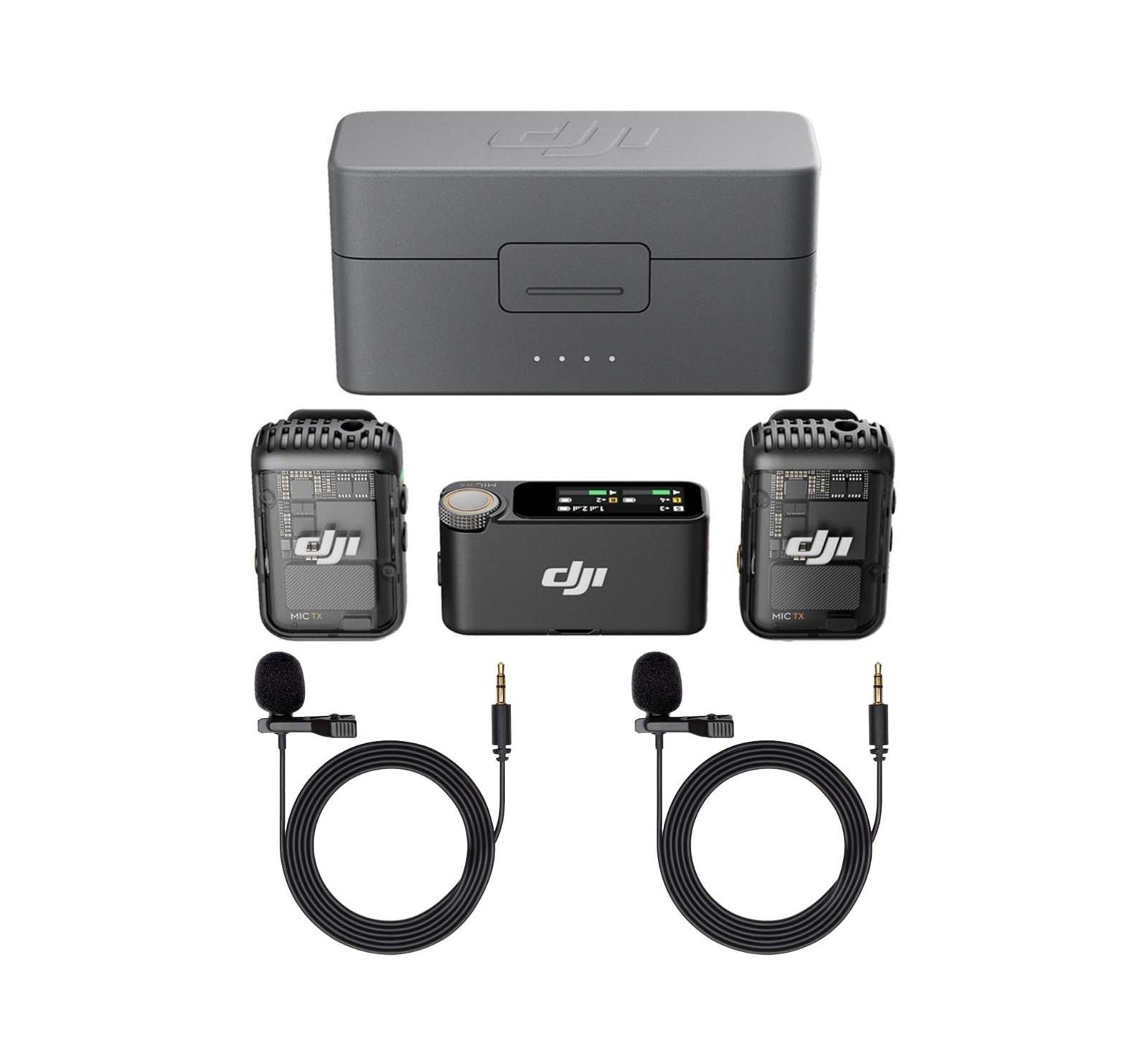 DJI Mic 2 Беспроводная система микрофонов с 2 передатчиками, 1 приемником и зарядным кейсом, с шумоподавлением для iPhone, Android и камер