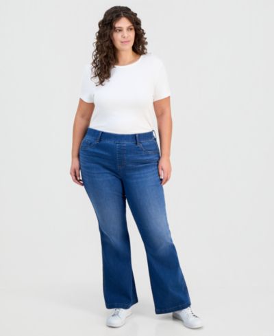 Style & Co Plus Size Shaping Pull-On Bootcut Jeans, Macy's Exclusive