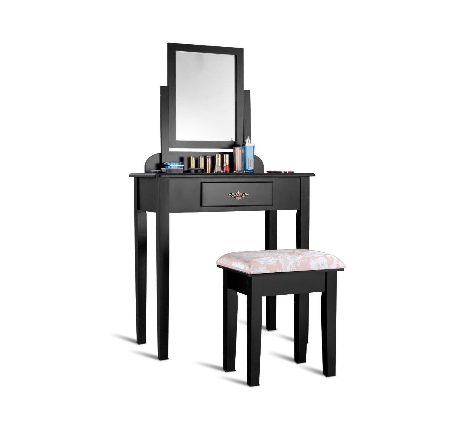 Volenca 2Pc Large Makeup Mirror Vanity Dressing Table Stool Set