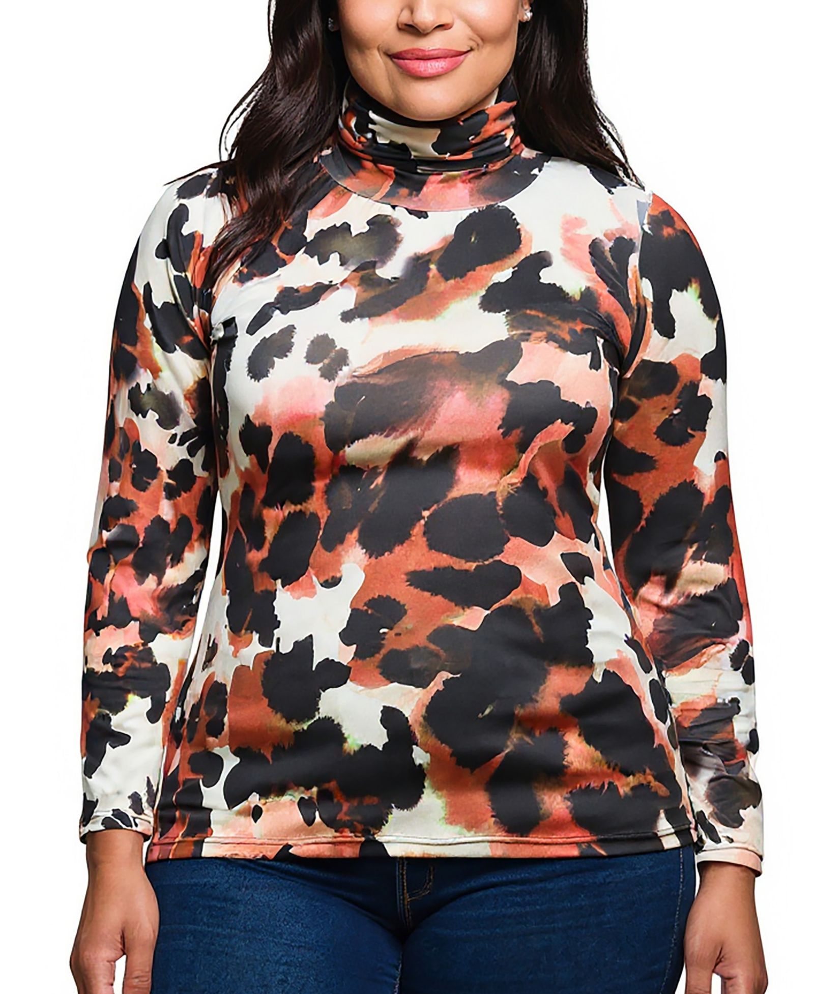 Верх на водолазке с длинным рукавом Plus Size 24seven Comfort Apparel