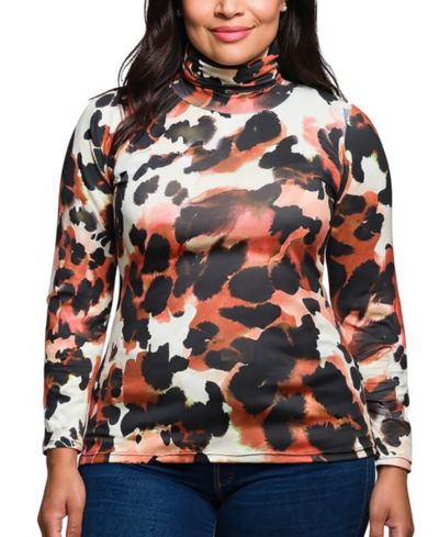 24seven Comfort Apparel Plus Size Long Sleeve Turtleneck Top