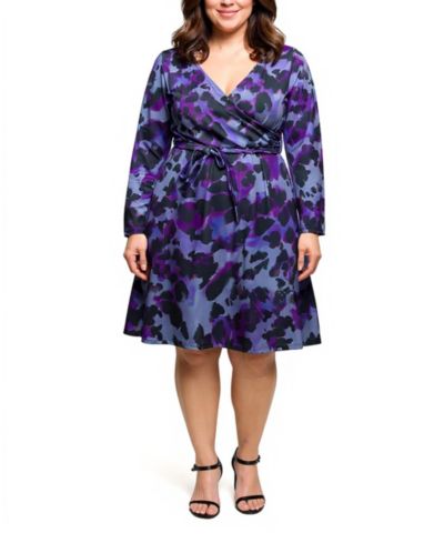 Платье 24seven Comfort Apparel Plus Size Long Sleeve Wrap с поясом