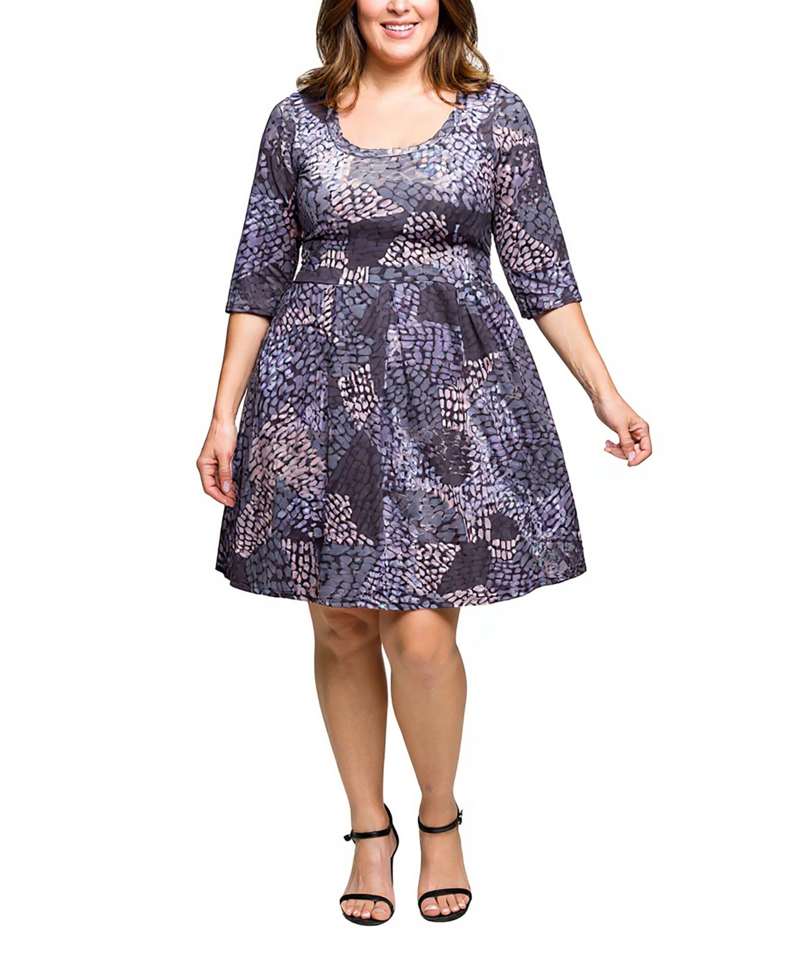 24seven Comfort Apparel платье Fit and Flare с рукавами три четверти, Plus Size