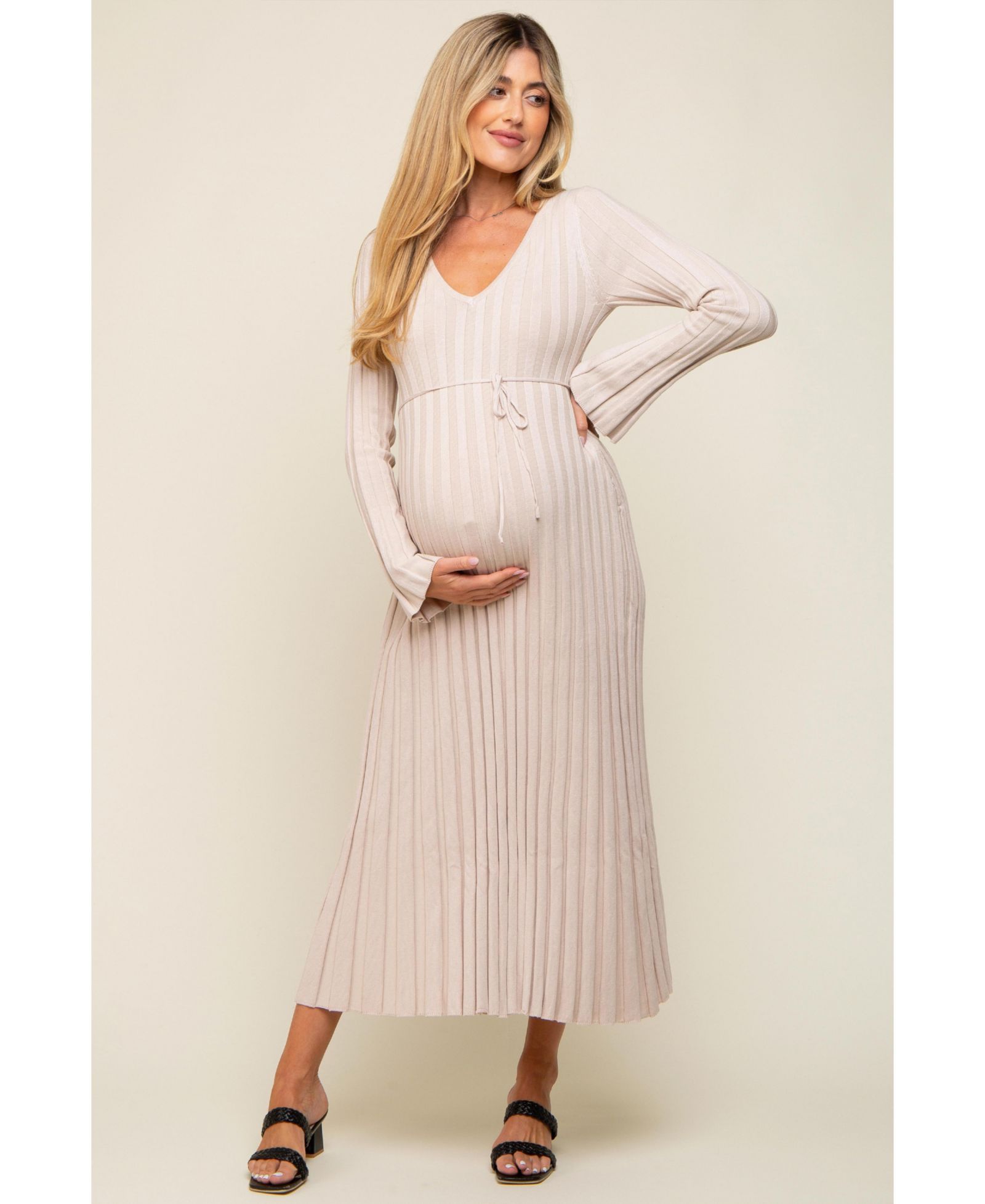 Женское макси-платье Pinkblush Ribbed Knit Taupe