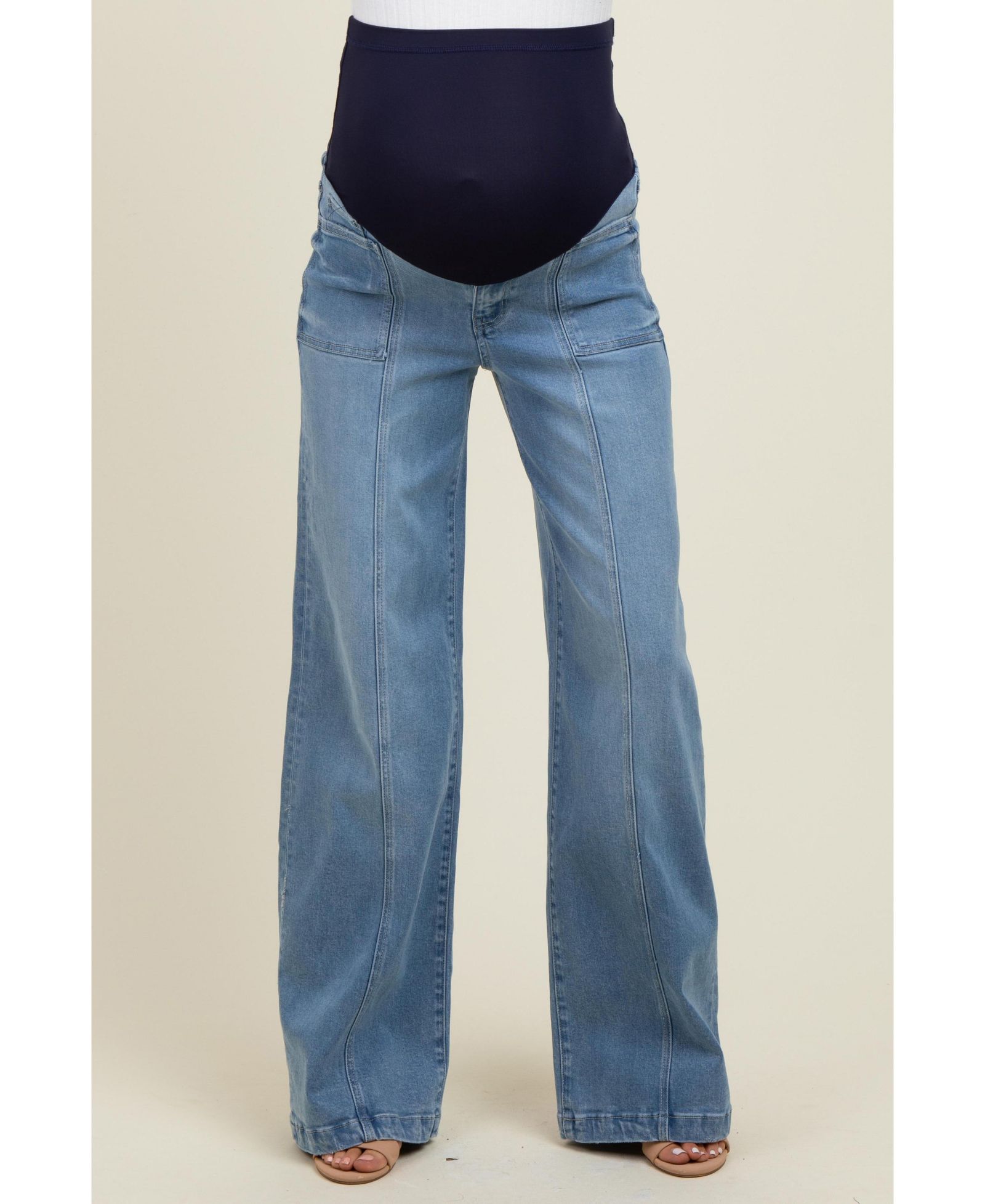 Pinkblush Women's Blue Front Seam Super Wide Leg Jeans