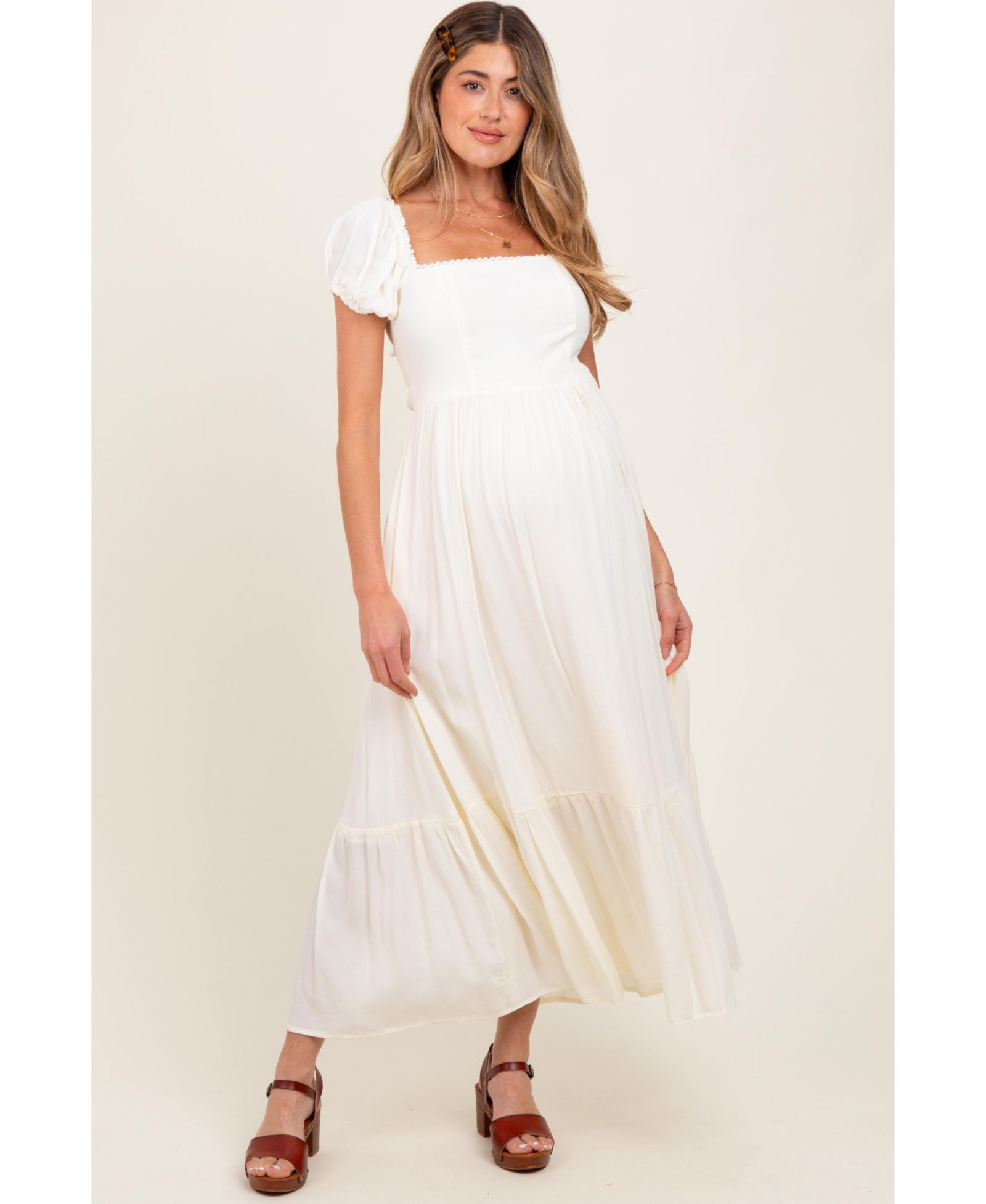 Женское макси-платье Pinkblush Ivory Ruffle Detail Square Neck