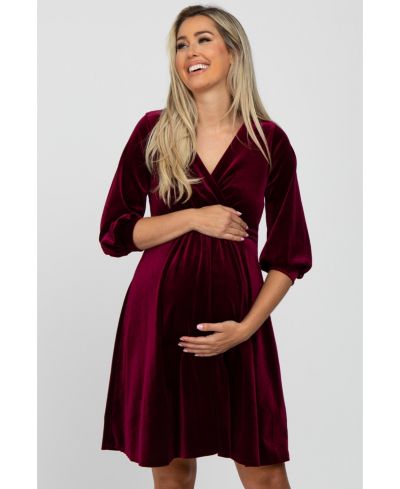 Pinkblush Women's Green Velvet Wrap Front Babydoll Dress
