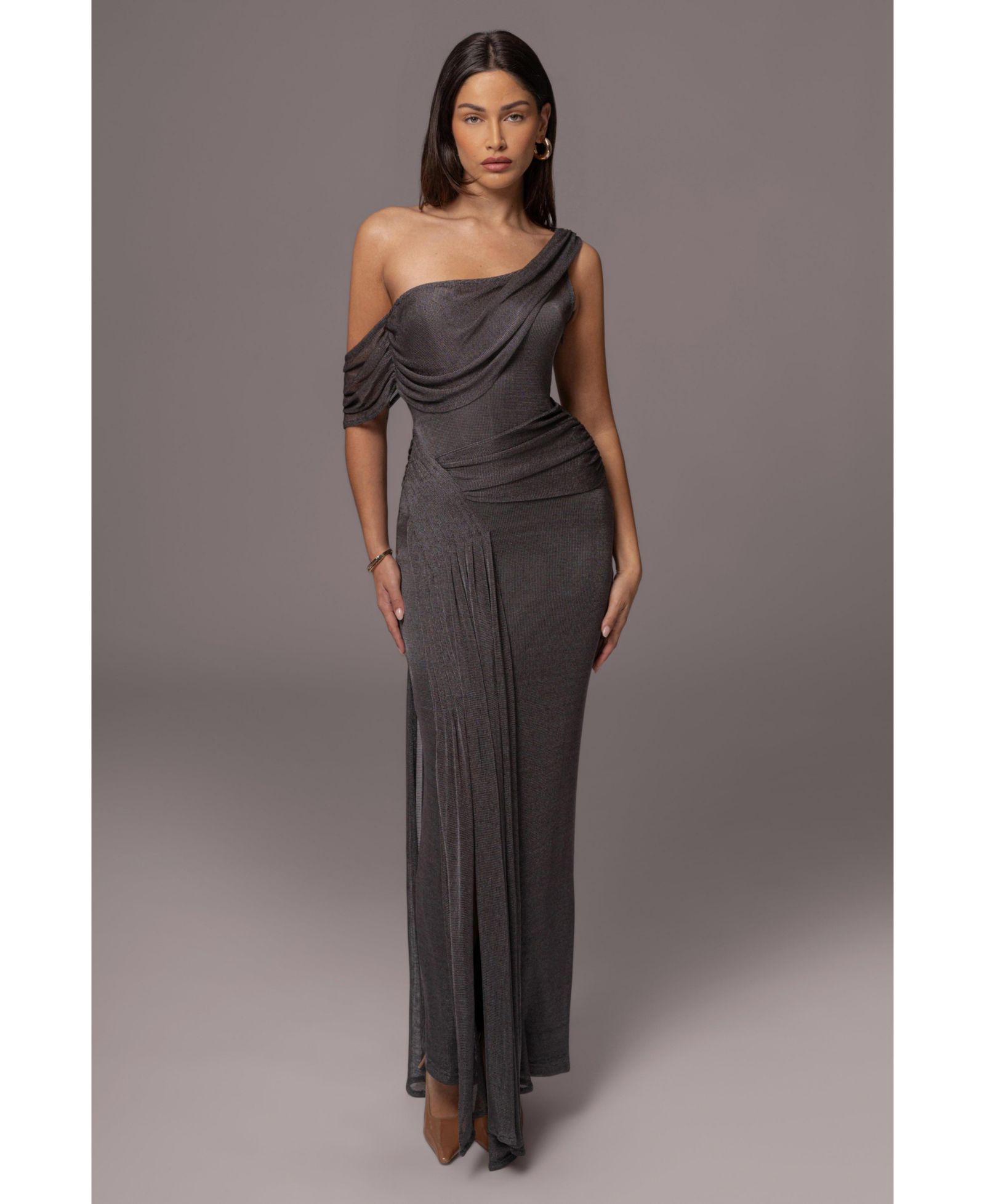 JLUXLABEL Women's Draped Metallic Maxi Dress
