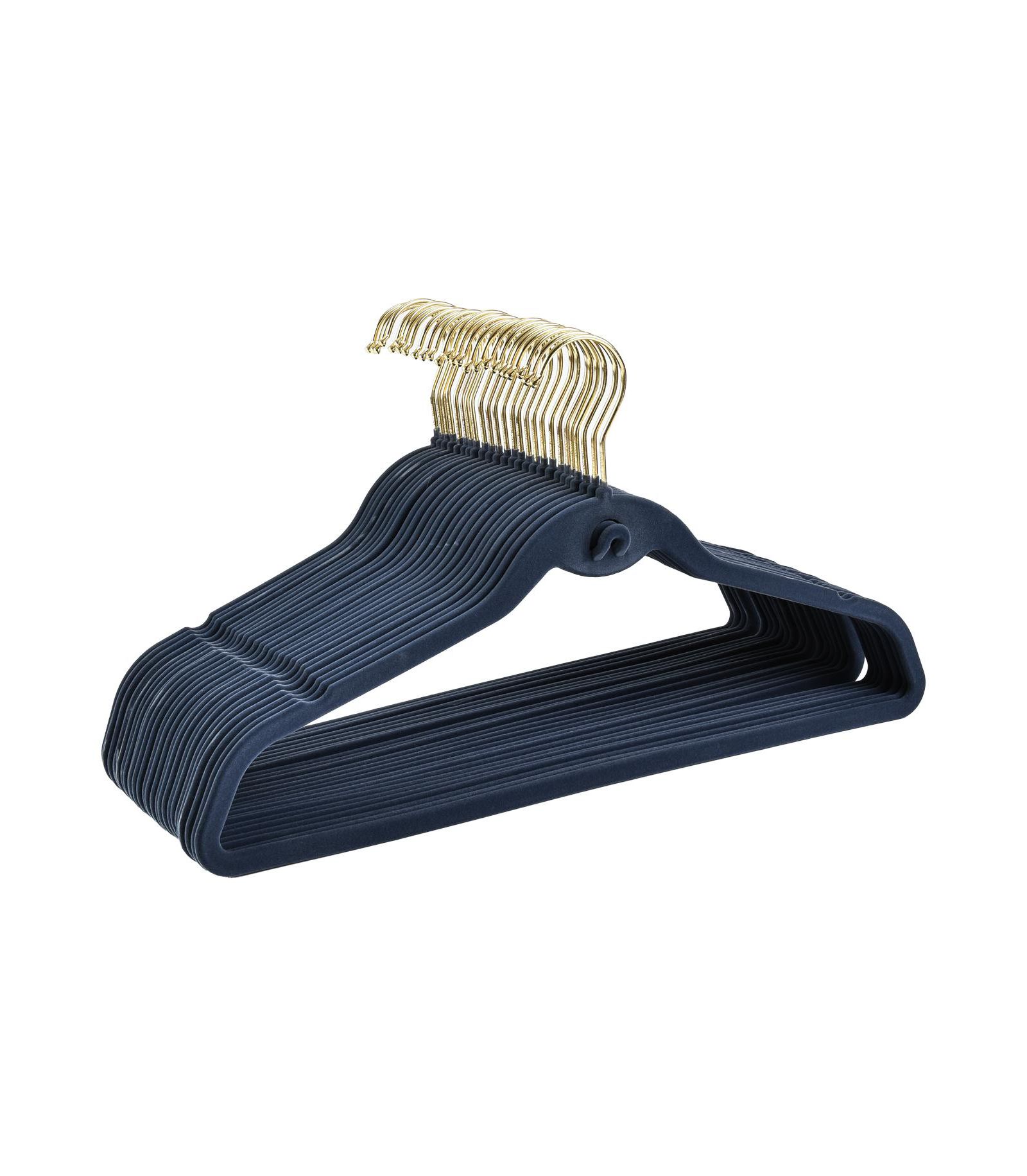 Trio Essentials 50PK Heavy Duty Velvet Hangers with Cascade Hook, 360 Degree Rotatable Hook Navy