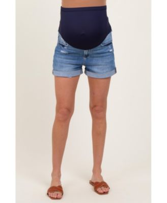 Женские джинсовые шорты Pinkblush Maternity Navy Distressed с подворотами