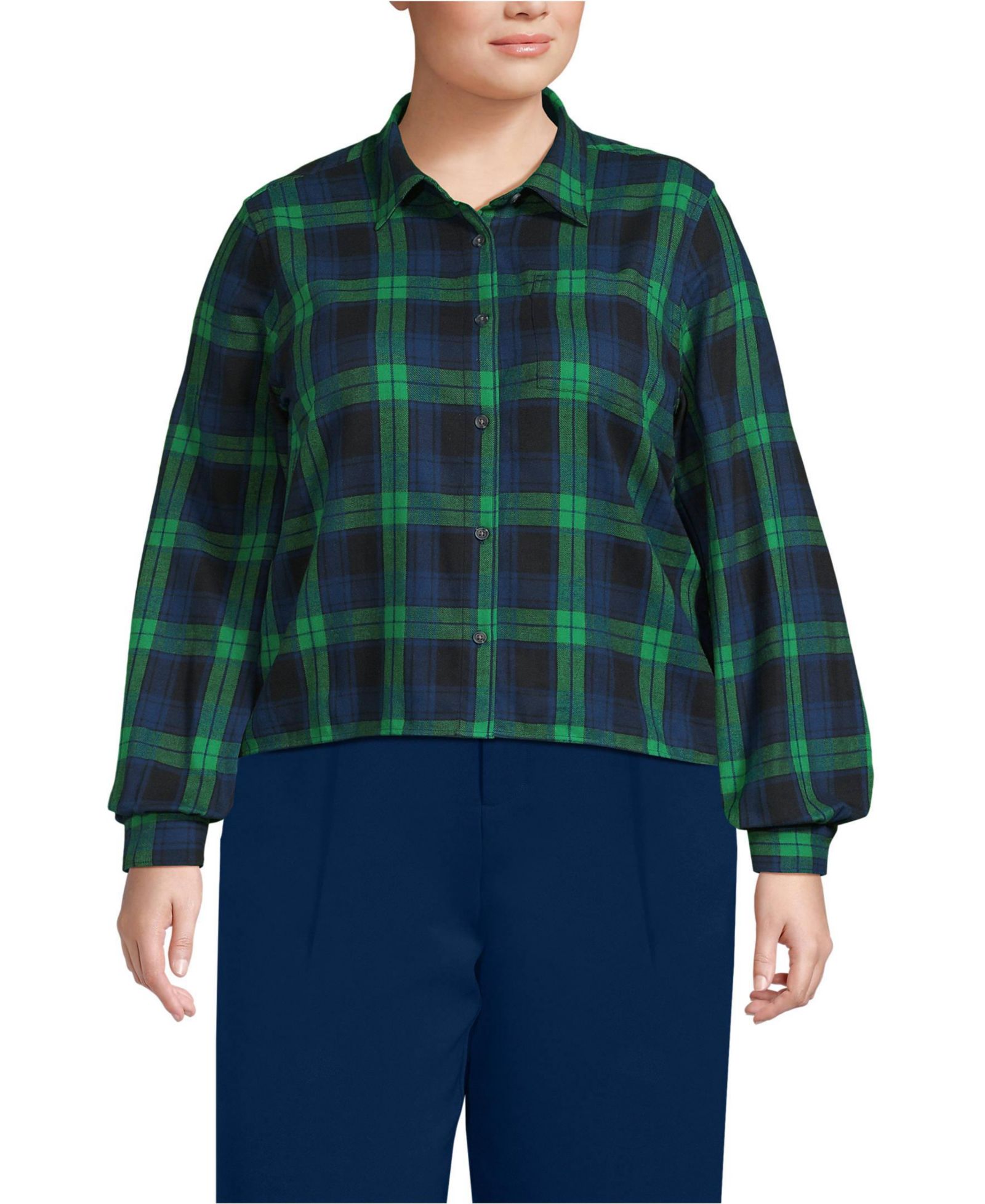 Рубашка Lands' End Plus Size Cropped Flannel