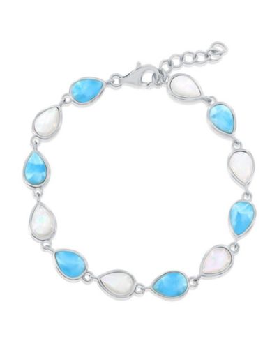 Браслет Sterling Alternating MOP & Larimar Pearshaped
