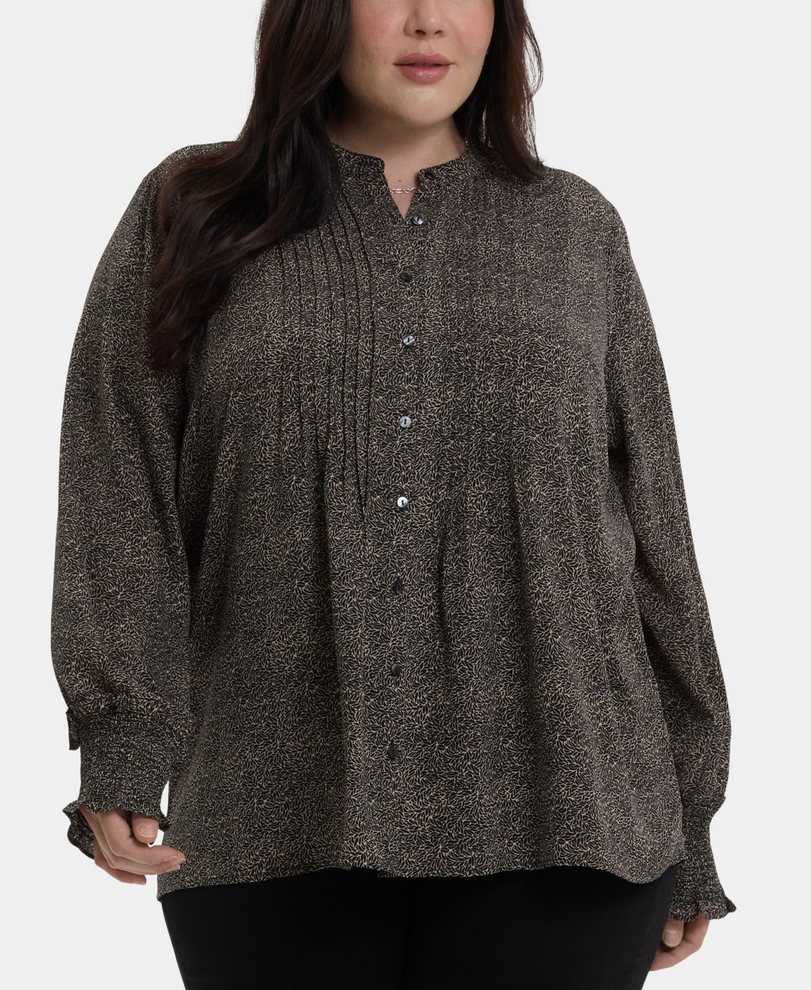 Женский топ NYDJ Plus Size Pleated Peasant Long Sleeve