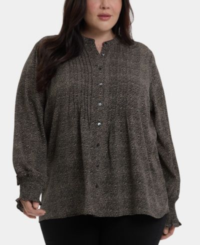 Женский топ NYDJ Plus Size Pleated Peasant Long Sleeve