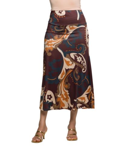 24seven Comfort Apparel Women's Elastic Waist Midi Skirt
